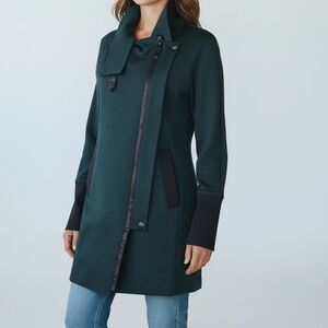 Cabi Renaissance Coat Moto Green & Black Long Jacket Women’s Size XS Winter Fall